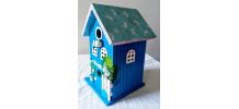 Lampe nichoir bleu, lampe de chevet oiseau bleu
