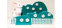 Etagère buisson vert, veilleuse lapin, vert et blanc