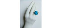 Bague Lego bleu à fleur, réglable argentée, pour tous