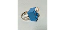 Bague Lego bleu à fleur, réglable argentée, pour tous
