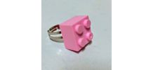 Bague Lego rose, réglable argentée, pour tous