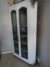 Vaisselier d'angle en bois peint en blanc avec 5 étagères