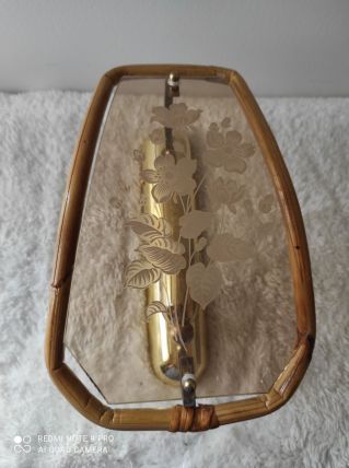 Applique rotin verre fumé
