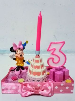 Bougeoir d'anniversaire Minnie Mouse, bougie chiffre