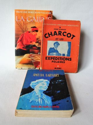 Lot de 3 livres  aventurier(e)s CHARCOT EXP POLAIRES,  AVION