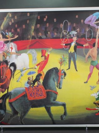 Ancienne affiche scolaire: Le cirque, la chambre d'enfant