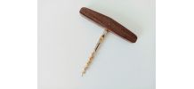Ancien tire bouchon, bois de noyer, vis sans fin 