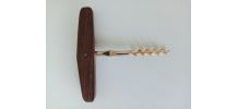 Ancien tire bouchon, bois de noyer, vis sans fin 