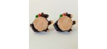 Boutons de manchette souche d'arbre, champignons