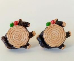 Boutons de manchette souche d'arbre, champignons