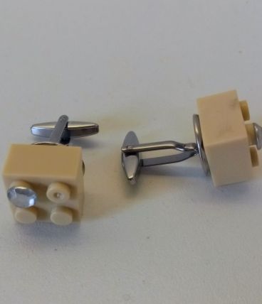 Boutons de manchette Lego®, beiges, Swarovski
