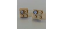 Boutons de manchette Lego®, beiges, Swarovski