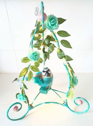Lampe oiseau bleu, lampe perchoir d'oiseau
