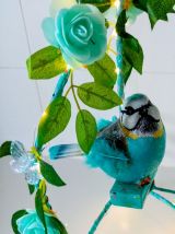 Lampe oiseau bleu, lampe perchoir d'oiseau