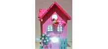 Lampe nichoir rose, lampe de chevet oiseau rose