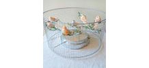Lampe volière argentée et rose, cage d'oiseaux