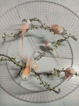 Lampe volière argentée et rose, cage d'oiseaux
