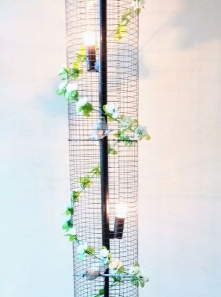 Lampe volière noire, blanche, cage oiseaux, fleurs