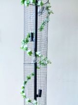 Lampe volière noire, blanche, cage oiseaux, fleurs