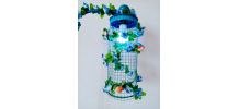 Lampe volière bleue, cage oiseaux, fleurs, télécommande