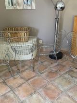 Lot de 4 chaises Harry BERTOIA Chromées. Réédition. 70’s.