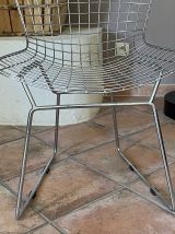 Lot de 4 chaises Harry BERTOIA Chromées. Réédition. 70’s.