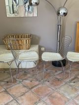 Lot de 4 chaises Harry BERTOIA Chromées. Réédition. 70’s.