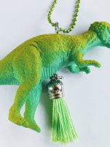 Collier dinosaure vert, Vélociraptor, fille, garçon