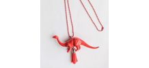 Collier dinosaure rouge, Brachiosaure, fille, garçon
