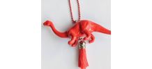 Collier dinosaure rouge, Brachiosaure, fille, garçon