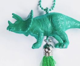 Collier dinosaure vert, Anchiceratops, fille, garçon