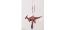 Collier dinosaure violet, Parasaurolophus, fille, garçon