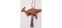 Collier dinosaure violet, Parasaurolophus, fille, garçon