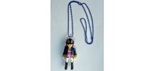 Collier Playmobil, bleu, cavalière, personnalisable