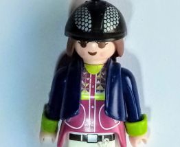 Collier Playmobil, bleu, cavalière, personnalisable