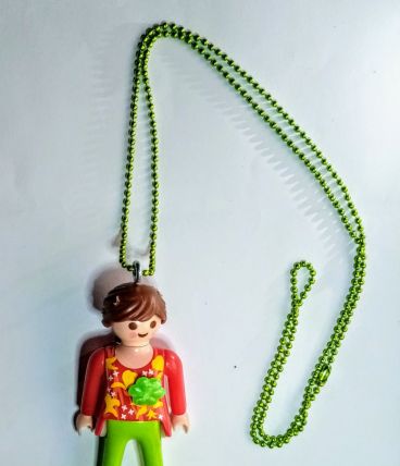 Collier Playmobil, vert, prénom personnalisable