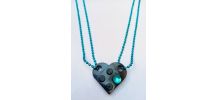 Collier Lego cœur noir, strass, se partage en 2