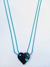 Collier Lego cœur noir, strass, se partage en 2