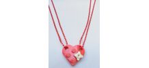 Collier Lego cœur rouge, fleur, se partage en 2