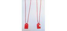 Collier Lego cœur rouge, fleur, se partage en 2