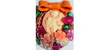 Broche camée kitsch, colorée, pendentif camée