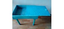 Table basse coulissante, rangement, bleu turquoise