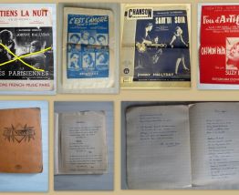 Partitions chansons "années 50-60" collés dans un cahier)