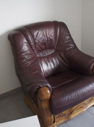 salon cuir buffle strucuture herte massif