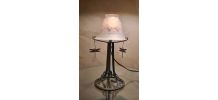 lampe art nouveau  fer forgé et tulipe verre opaque moulé   