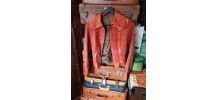 Veste courte cuir et daim marrron