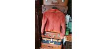 Veste courte cuir et daim marrron