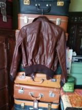 Veste cuir courte marron foncée