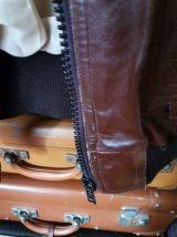 Veste cuir courte marron foncée