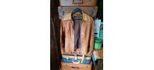 Veste cuir avec ceinture marron claire